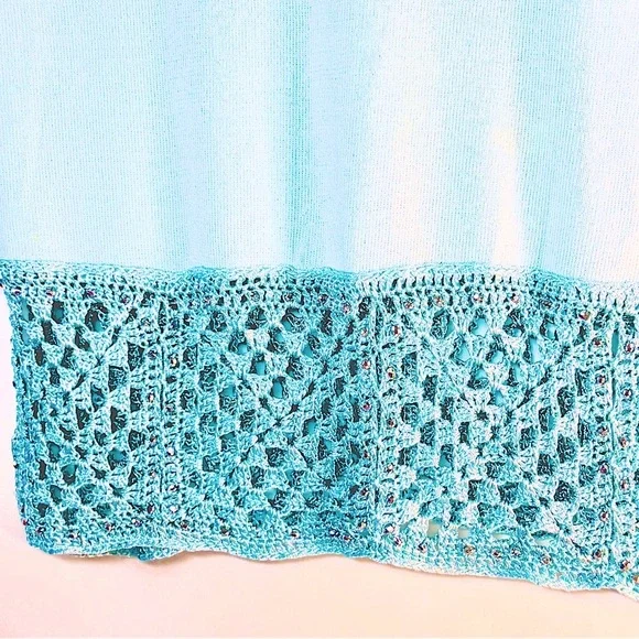 Joseph A Sky Blue Knit Hem Blouse - Picture 7 of 13